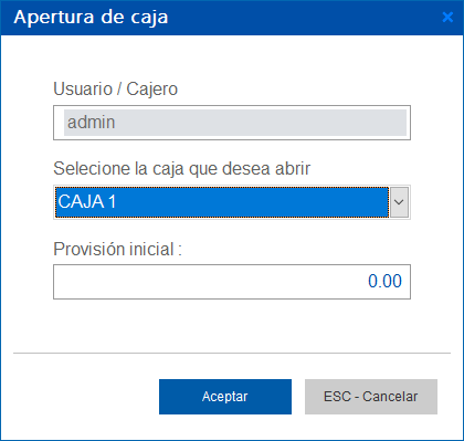Apertura de Caja - SrVenta punto de venta